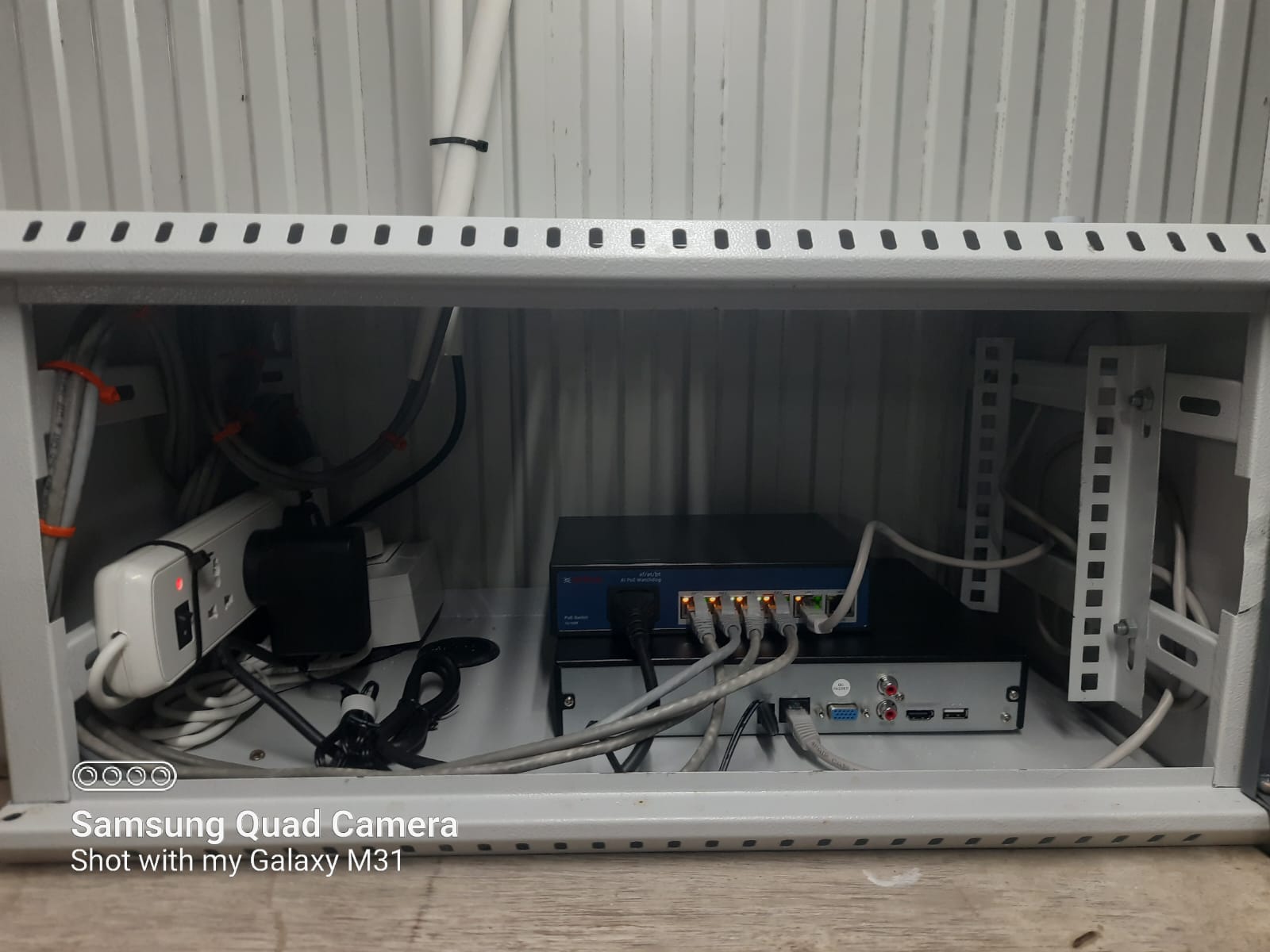 Neat NVR & PoE switch cabinet wiring