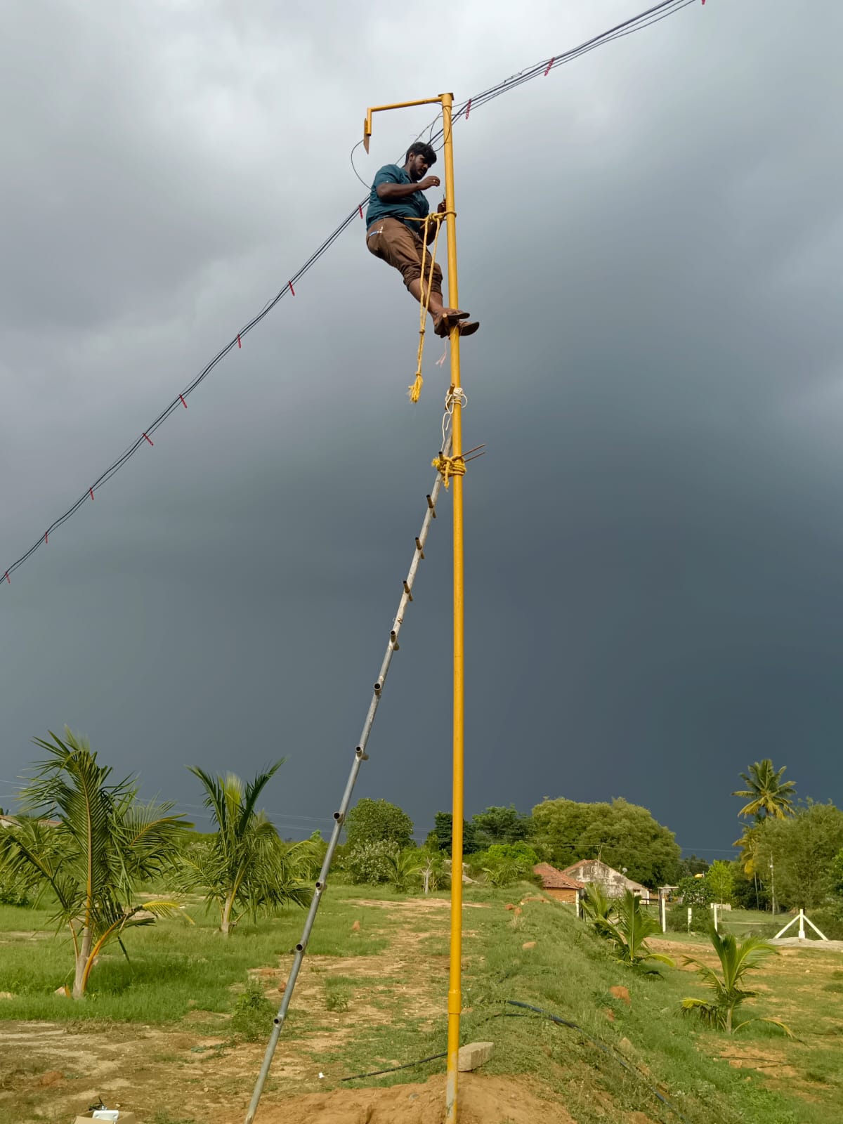 Rural high-mast install — any terrain, any weather